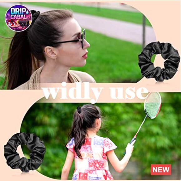 Silk Satin Scrunchies Hair Ties Vintage Elastic Bands Large Ponytail Accessories